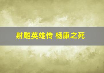 射雕英雄传 杨康之死